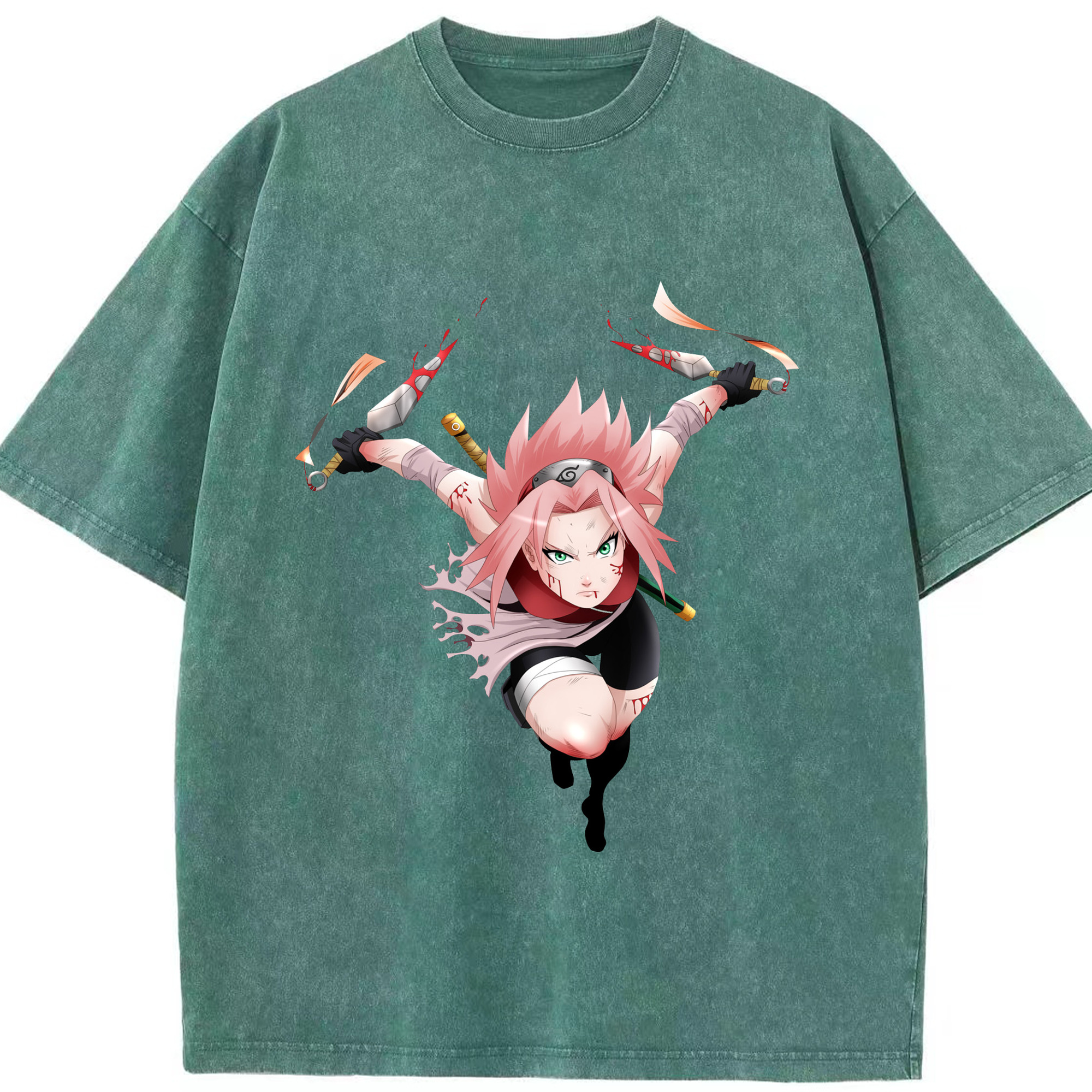 （画像用） NARUTO -ナルト- 春野サクラ Haruno Sakura 綿100% ヴィンテージ風 半袖Tシャツ（フロントプリント）